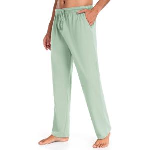 imageCOOFANDY Men Cotton Yoga Pants Casual Sweatpants Jogger Open Bottom Lounge Pants with PocketsLight Green