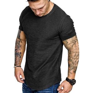 imageCOOFANDY Men Muscle Workout T Shirt Gym Bodybuilding Active Short Sleeve Tee Top BlackOne Piece Black