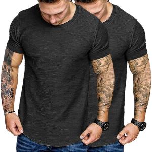 imageCOOFANDY Men Muscle Workout T Shirt Gym Bodybuilding Active Short Sleeve Tee Top BlackTwo Pack BlackBlack