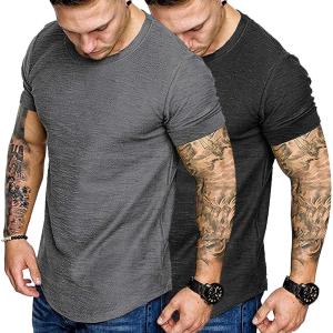 imageCOOFANDY Men Muscle Workout T Shirt Gym Bodybuilding Active Short Sleeve Tee Top BlackTwo Pack BlackGrey