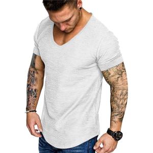imageCOOFANDY Mens 2 Pack Muscle V Neck T Shirt Fitted Gym Workout Short Sleeve Bodybuilding TeeWhite