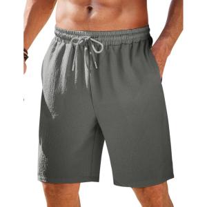imageCOOFANDY Mens Casual Shorts Elastic Waist Drawstring Textured Summer Beach ShortDark Grey