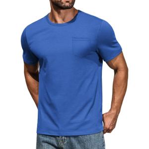 imageCOOFANDY Mens Cotton Pocket Tee Shirts Soft Crew Neck Stretch T Shirt Plain Casual Short Sleeve Summer Basic Tops1 Pack Blue