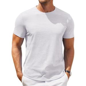 imageCOOFANDY Mens Crew Neck T Shirt Short Sleeve Casual Summer Basic Tee Slim Fit Workout TShirtWhite
