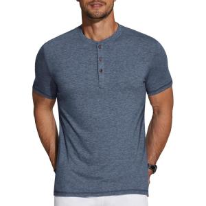imageCOOFANDY Mens Henley Shirts Short Sleeve Casual Basic Tee Summer Button Henley Soild T ShirtsNavy Blue
