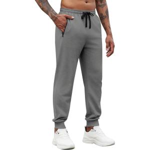 imageCOOFANDY Mens Joggers Drawstring Jogger Sweatpants with Zipper Pockets Lightweight Slim Fit Athletic Track PantsDark Gray