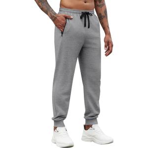 imageCOOFANDY Mens Joggers Drawstring Jogger Sweatpants with Zipper Pockets Lightweight Slim Fit Athletic Track PantsMid Gray Heather