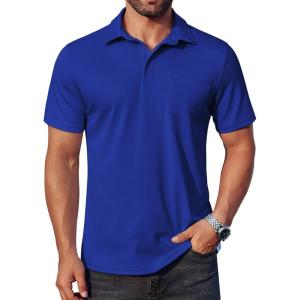 imageCOOFANDY Mens Polo Shirts Short Sleeve Casual Shirts with PocketSky Blue