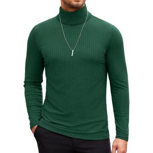 imageCOOFANDY Mens Turtleneck Sweater Slim Fit Lightweight Basic Ribbed SweatersGreen