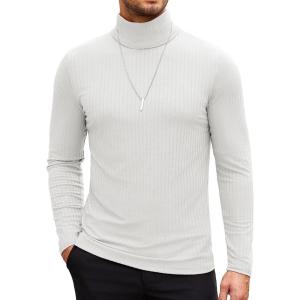 imageCOOFANDY Mens Turtleneck Sweater Slim Fit Lightweight Basic Ribbed SweatersWhite