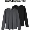 imageCOOFANDY Men 2 Pack Muscle Fitted T Shirt Gym Workout Athletic Long Sleeves TeeBlackGrey
