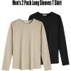 imageCOOFANDY Men 2 Pack Muscle Fitted T Shirt Gym Workout Athletic Long Sleeves TeeBlackKhaki