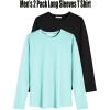 imageCOOFANDY Men 2 Pack Muscle Fitted T Shirt Gym Workout Athletic Long Sleeves TeeBlackMint Green