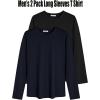 imageCOOFANDY Men 2 Pack Muscle Fitted T Shirt Gym Workout Athletic Long Sleeves TeeBlackNavy Blue
