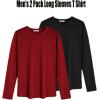 imageCOOFANDY Men 2 Pack Muscle Fitted T Shirt Gym Workout Athletic Long Sleeves TeeBlackWine Red