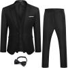 imageCOOFANDY Men 3 Piece Suit Slim Fit Tuxedo One Button Prom Suits Blazer Jacket Vest Pants with TieBlack