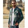 imageCOOFANDY Men Flannel Jackets Full Zip Up Plaid Shirt Shackets Cotton Lightweight Jackets Casual Stylish Fall Jackets 2024Army Green