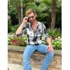 imageCOOFANDY Men Flannel Jackets Full Zip Up Plaid Shirt Shackets Cotton Lightweight Jackets Casual Stylish Fall Jackets 2024Grey