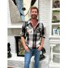 imageCOOFANDY Men Flannel Jackets Full Zip Up Plaid Shirt Shackets Cotton Lightweight Jackets Casual Stylish Fall Jackets 2024Grey
