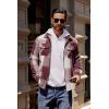 imageCOOFANDY Men Flannel Jackets Full Zip Up Plaid Shirt Shackets Cotton Lightweight Jackets Casual Stylish Fall Jackets 2024Light Red