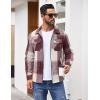 imageCOOFANDY Men Flannel Jackets Full Zip Up Plaid Shirt Shackets Cotton Lightweight Jackets Casual Stylish Fall Jackets 2024Light Red