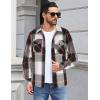 imageCOOFANDY Men Flannel Jackets Full Zip Up Plaid Shirt Shackets Cotton Lightweight Jackets Casual Stylish Fall Jackets 2024OrangeWhite