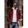 imageCOOFANDY Men Flannel Jackets Full Zip Up Plaid Shirt Shackets Cotton Lightweight Jackets Casual Stylish Fall Jackets 2024Red