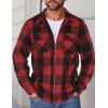 imageCOOFANDY Men Flannel Jackets Full Zip Up Plaid Shirt Shackets Cotton Lightweight Jackets Casual Stylish Fall Jackets 2024Red