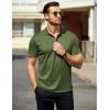 imageCOOFANDY Men Polo Shirts Short Sleeve Quick Drying Athletic Collared Golf Shirts Moisture Wicking TeesArmy Green