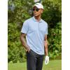 imageCOOFANDY Men Polo Shirts Short Sleeve Quick Drying Athletic Collared Golf Shirts Moisture Wicking TeesLight Blue