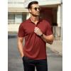 imageCOOFANDY Men Polo Shirts Short Sleeve Quick Drying Athletic Collared Golf Shirts Moisture Wicking TeesWine Red