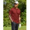 imageCOOFANDY Men Polo Shirts Short Sleeve Quick Drying Athletic Collared Golf Shirts Moisture Wicking TeesWine Red