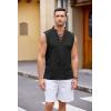 imageCOOFANDY Men Tank Top Cotton Linen Beach Sleeveless Shirt Lace Up Bohemian Hippie Renaissance Pirate Kilt Medieval TunicBlack