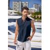 imageCOOFANDY Men Tank Top Cotton Linen Beach Sleeveless Shirt Lace Up Bohemian Hippie Renaissance Pirate Kilt Medieval TunicBlue
