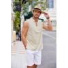 imageCOOFANDY Men Tank Top Cotton Linen Beach Sleeveless Shirt Lace Up Bohemian Hippie Renaissance Pirate Kilt Medieval TunicCream