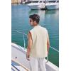 imageCOOFANDY Men Tank Top Cotton Linen Beach Sleeveless Shirt Lace Up Bohemian Hippie Renaissance Pirate Kilt Medieval TunicCream