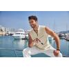 imageCOOFANDY Men Tank Top Cotton Linen Beach Sleeveless Shirt Lace Up Bohemian Hippie Renaissance Pirate Kilt Medieval TunicCream