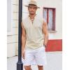 imageCOOFANDY Men Tank Top Cotton Linen Beach Sleeveless Shirt Lace Up Bohemian Hippie Renaissance Pirate Kilt Medieval TunicCream