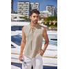 imageCOOFANDY Men Tank Top Cotton Linen Beach Sleeveless Shirt Lace Up Bohemian Hippie Renaissance Pirate Kilt Medieval TunicKhaki