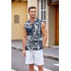 imageCOOFANDY Men Tank Top Cotton Linen Beach Sleeveless Shirt Lace Up Bohemian Hippie Renaissance Pirate Kilt Medieval TunicTiedye Navy