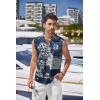 imageCOOFANDY Men Tank Top Cotton Linen Beach Sleeveless Shirt Lace Up Bohemian Hippie Renaissance Pirate Kilt Medieval TunicTiedye Navy