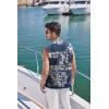 imageCOOFANDY Men Tank Top Cotton Linen Beach Sleeveless Shirt Lace Up Bohemian Hippie Renaissance Pirate Kilt Medieval TunicTiedye Navy