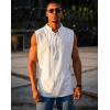imageCOOFANDY Men Tank Top Cotton Linen Beach Sleeveless Shirt Lace Up Bohemian Hippie Renaissance Pirate Kilt Medieval TunicWhite