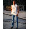 imageCOOFANDY Men Tank Top Cotton Linen Beach Sleeveless Shirt Lace Up Bohemian Hippie Renaissance Pirate Kilt Medieval TunicWhite