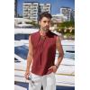 imageCOOFANDY Men Tank Top Cotton Linen Beach Sleeveless Shirt Lace Up Bohemian Hippie Renaissance Pirate Kilt Medieval TunicWine