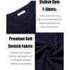 imageCOOFANDY Mens 2 Pack Muscle TShirt Stretch Long Sleeve Gym Workout Bodybuilding Training Tee Shirts Casual Hipster TopsAblackNavy Blue