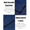 imageCOOFANDY Mens 2 Pack Muscle TShirt Stretch Long Sleeve Gym Workout Bodybuilding Training Tee Shirts Casual Hipster TopsBlackDark Blue