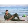 imageCOOFANDY Mens 2 Piece Cotton Sets Casual Long Sleeve Cuban Henley Shirt and Loose Pants Set Beach Vacation OutfitsArmy Green