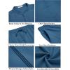 imageCOOFANDY Mens 2 Piece Cotton Sets Casual Long Sleeve Cuban Henley Shirt and Loose Pants Set Beach Vacation OutfitsDenim Blue