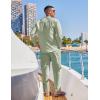 imageCOOFANDY Mens 2 Piece Cotton Sets Casual Long Sleeve Cuban Henley Shirt and Loose Pants Set Beach Vacation OutfitsLight Green